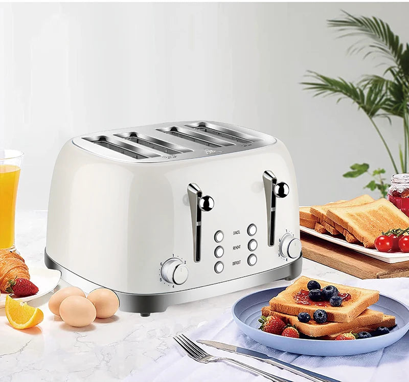 JMT-968138 Retro Stainless Steel 4-Slice Electric Pop-Up Toaster with Grill Function