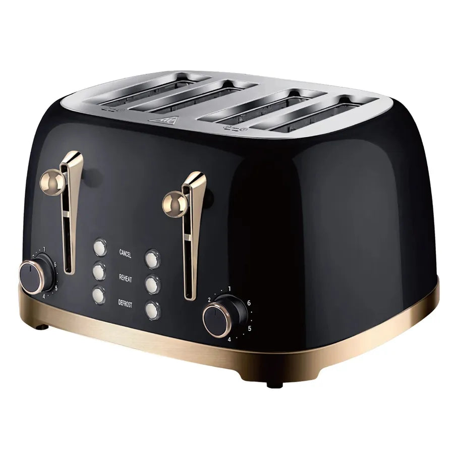 JMT-968138 Retro Stainless Steel 4-Slice Electric Pop-Up Toaster with Grill Function