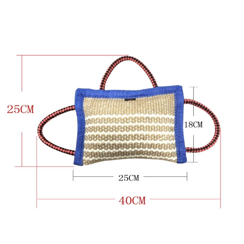 JMT-968458 Hemp Three-Ring Bite Pillow for Dog Training - Durable Linen Material