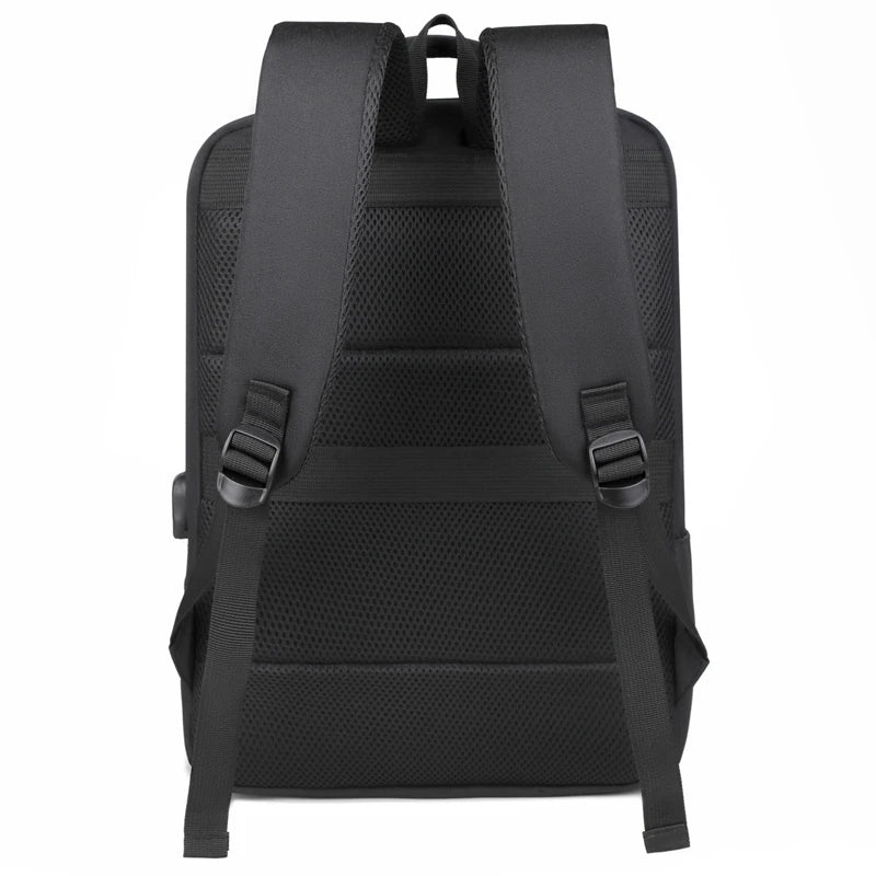 JMT-968650 Stylish Black Waterproof Laptop Backpack with Durable Zipper and USB Access for Students and Outdoor Use