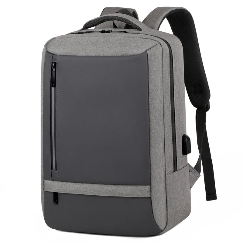 JMT-968650 Stylish Black Waterproof Laptop Backpack with Durable Zipper and USB Access for Students and Outdoor Use