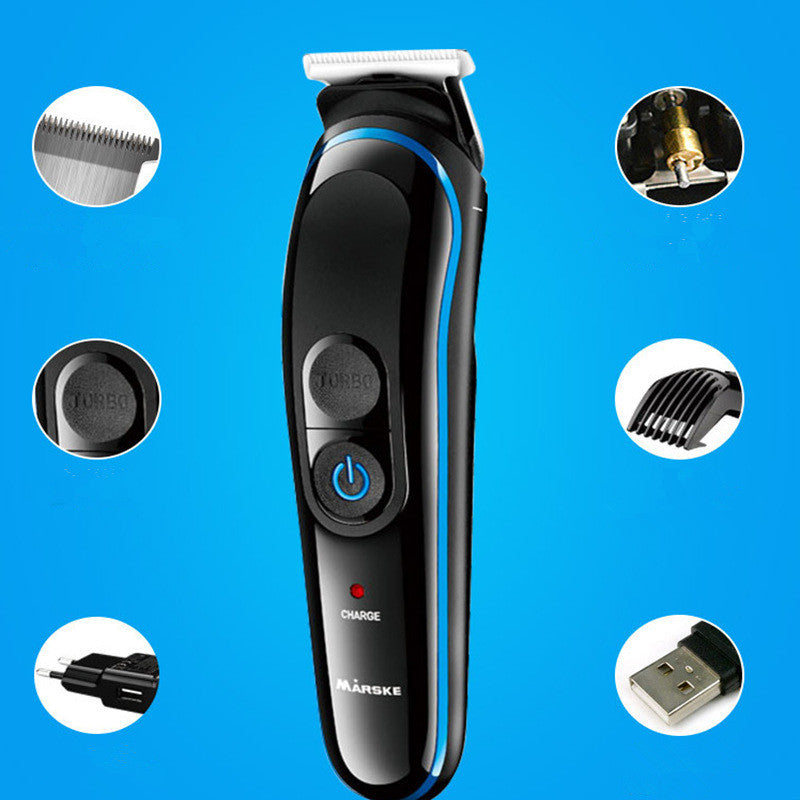 JMT-968714 Rechargeable Multi-Function Hair Clipper with Stainless Steel Blade - Model MS-5010, Black and Blue