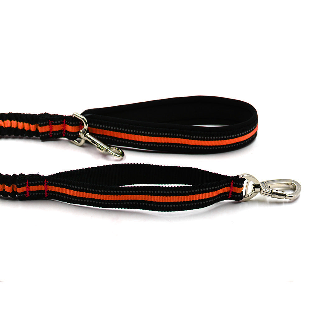 JMT-968970 Reflective Nylon Pet Traction Set in Orange - Adjustable Length 125-210cm & Waist 78-110cm