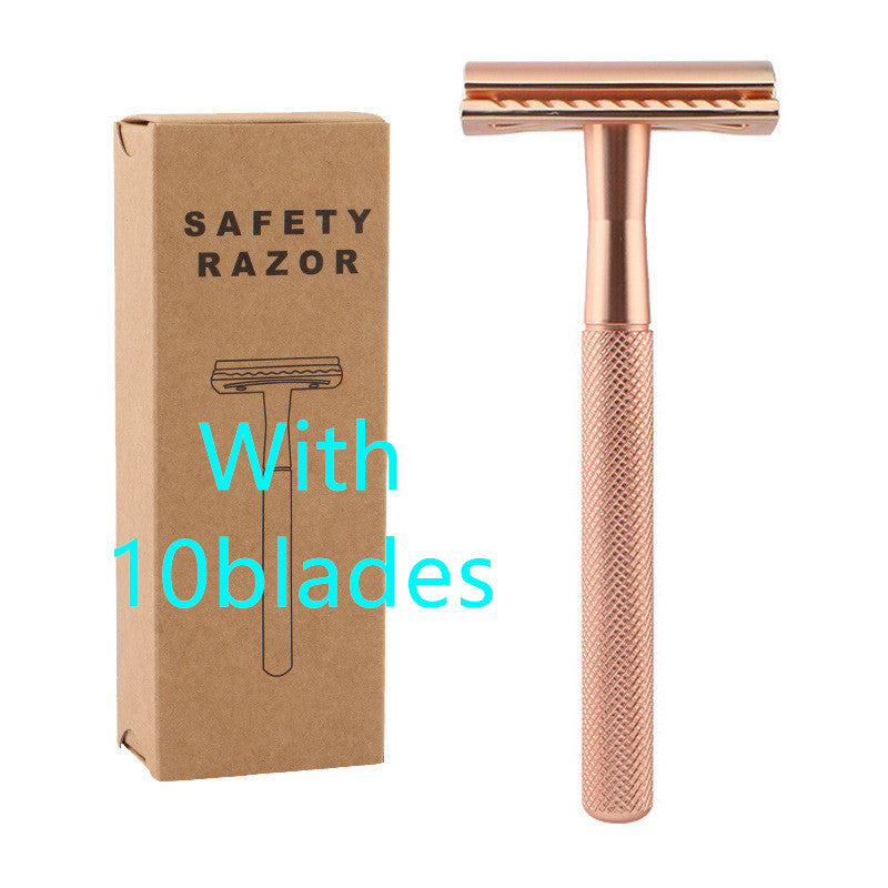 JMT-969866 Durable Manual Shaver with 10 Double-Sided Blades, Zinc Alloy Cutter Head and Copper Handle