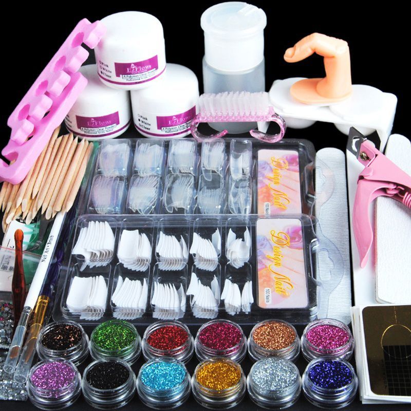 JMT-969930 Comprehensive Nail Tool Set with 12 Color Glitter and Essential Accessories