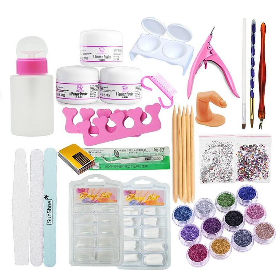 JMT-969930 Comprehensive Nail Tool Set with 12 Color Glitter and Essential Accessories