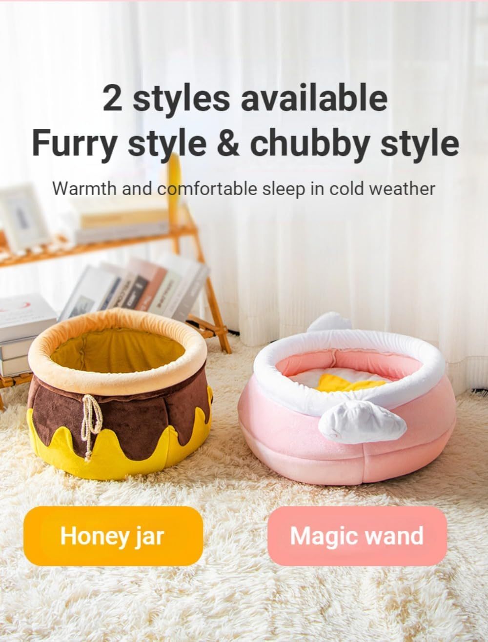 JMT-969930 Cozy Cat Nest in Honey Pot Shape – Soft and Warm Bed for Small Pets