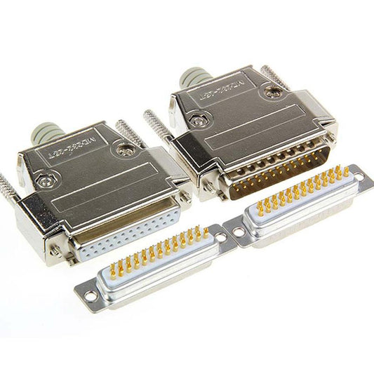 JMT-969930 Industrial-Grade DB25 Male and Female Connector, Gold-Plated, Metal Shielding, 25-Pin Dual Row Plug/Socket