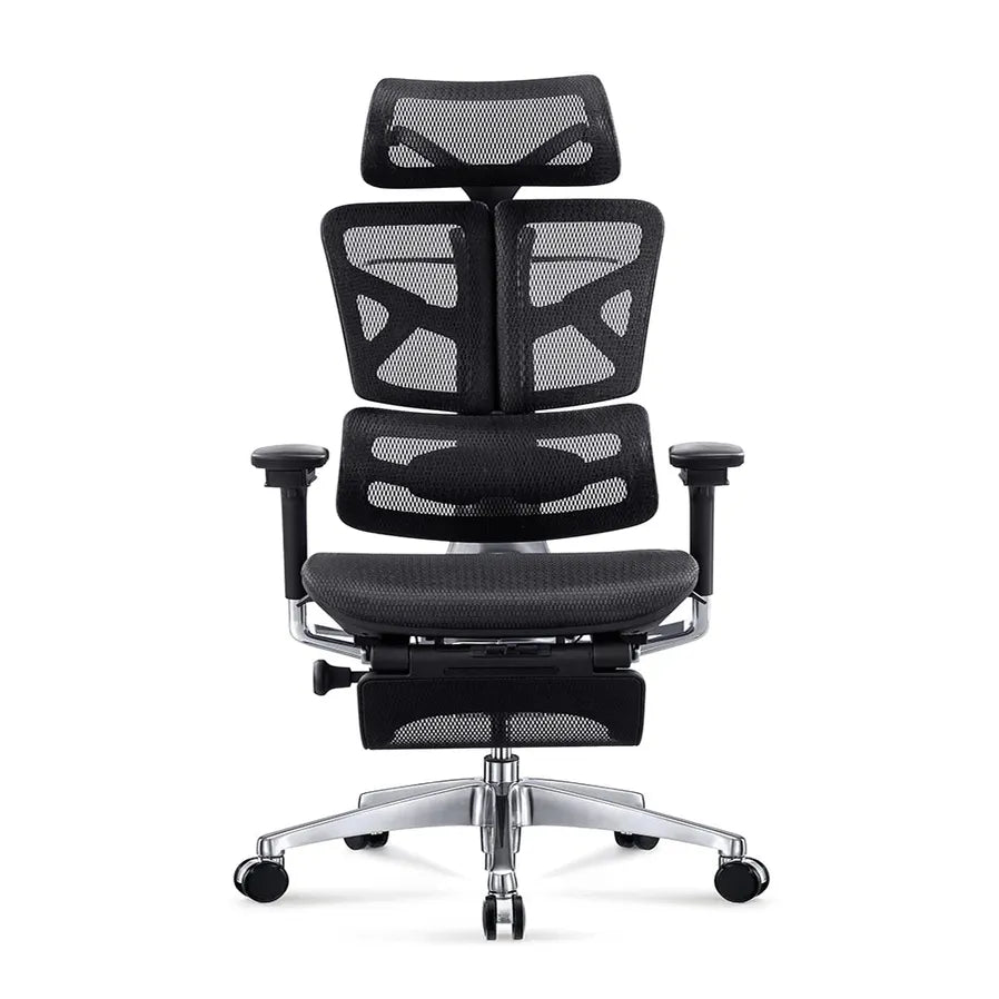 JMT-969930 Luxury Ergonomic High Back Mesh Chair with Footrest and Aluminium Base