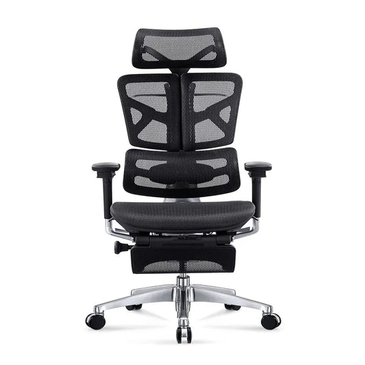 JMT-969930 Luxury Ergonomic High Back Mesh Chair with Footrest and Aluminium Base