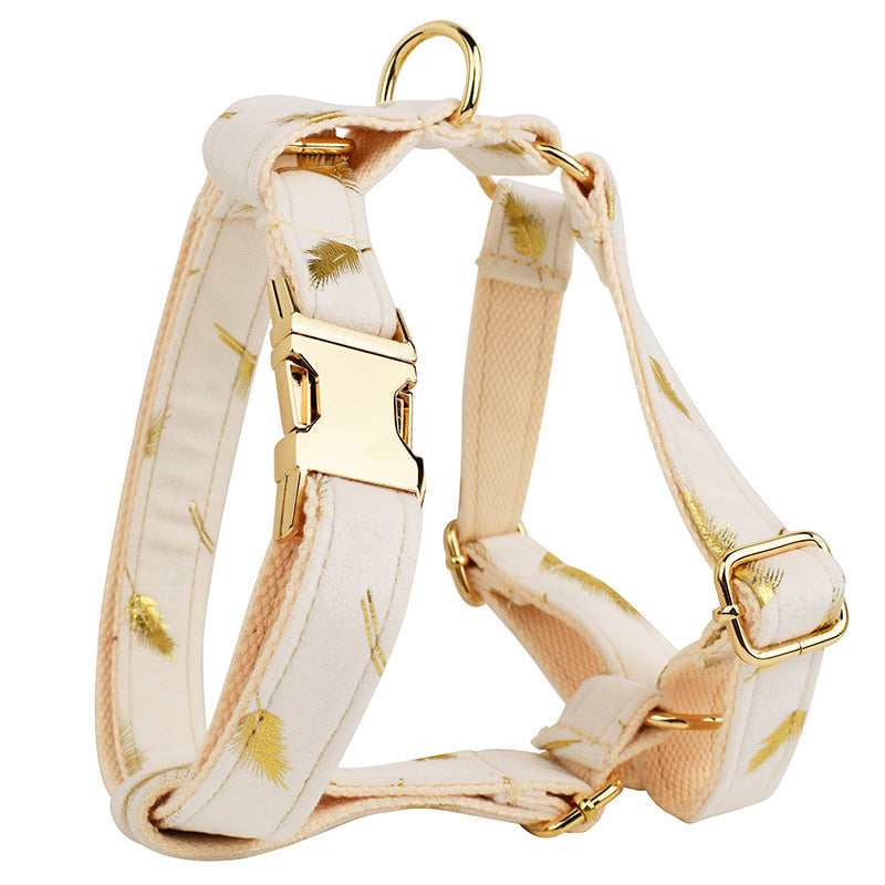 JMT-970122 Soft Fabric Velvet Dog Collar with Accessories for XS to XL Sizes