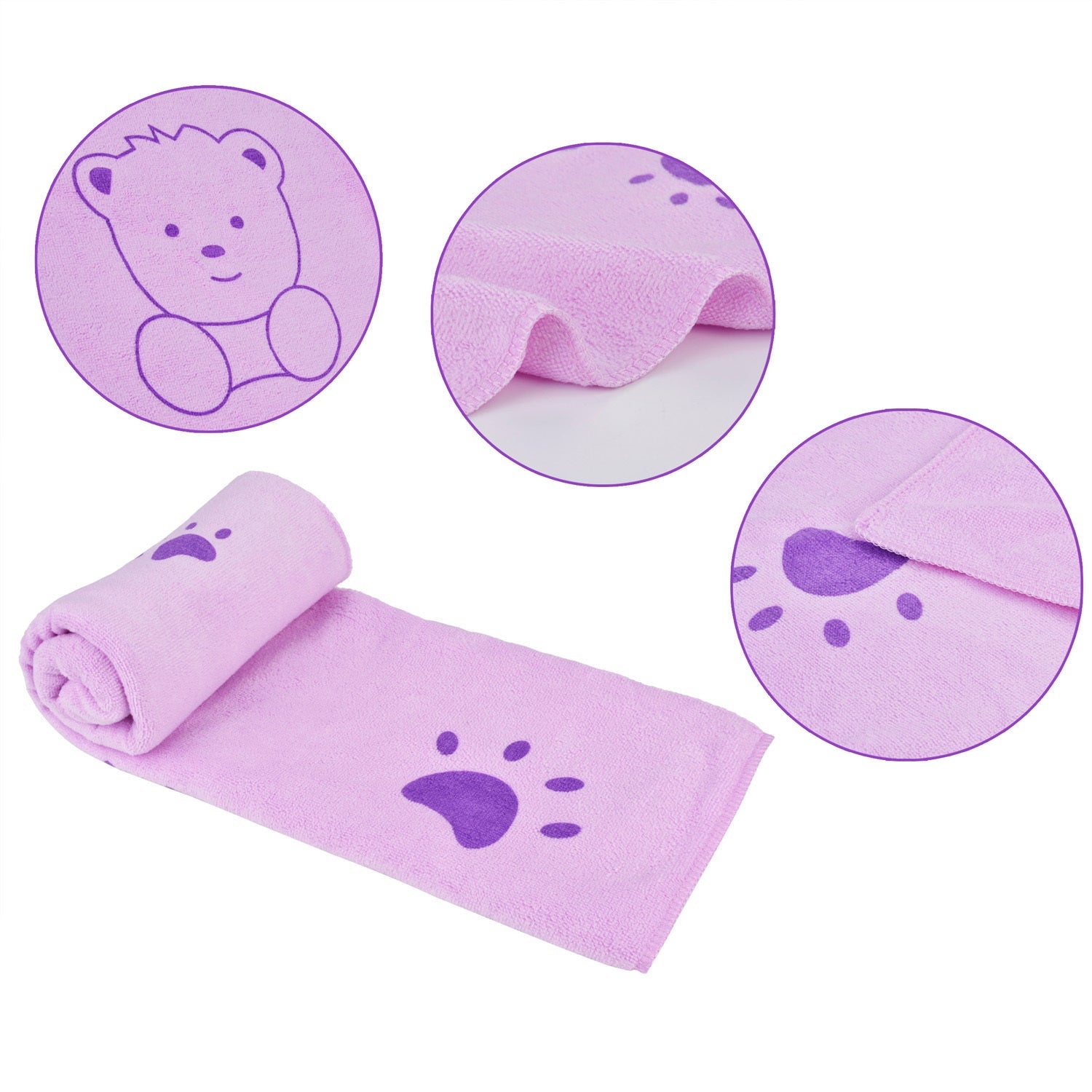 JMT-970250 Soft Absorbent Cartoon Print Bath Towel - Bear Design, 70x140cm
