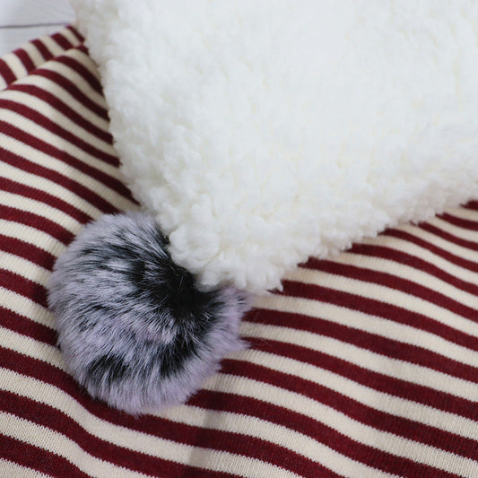 JMT-970442 Winter Ready Cotton Dog Hoodie in Red and Gray Stripes