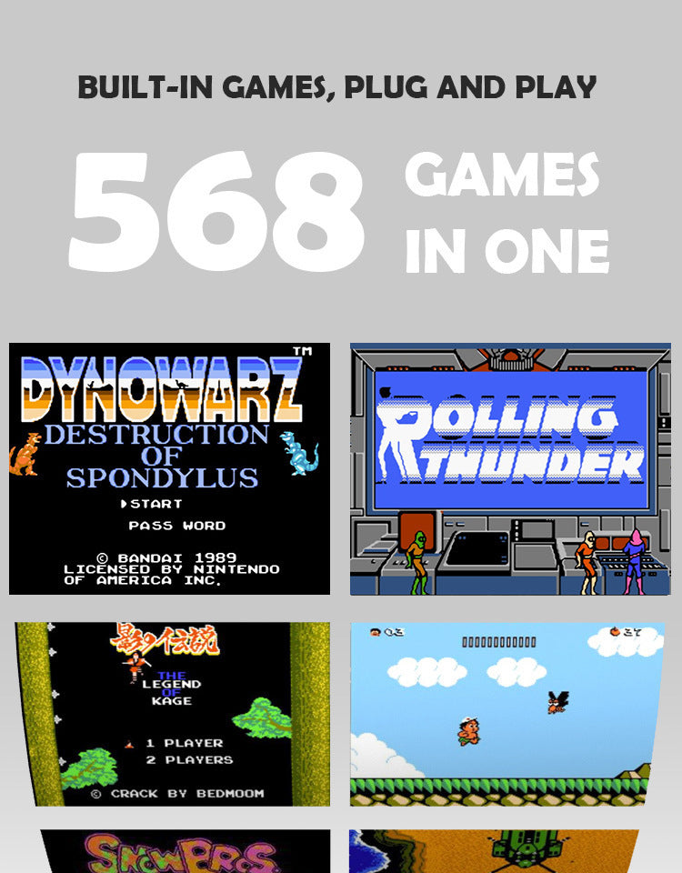 JMT-970890 HD Game Console with 568 Classic Games and Wireless Controller for One or Two Players