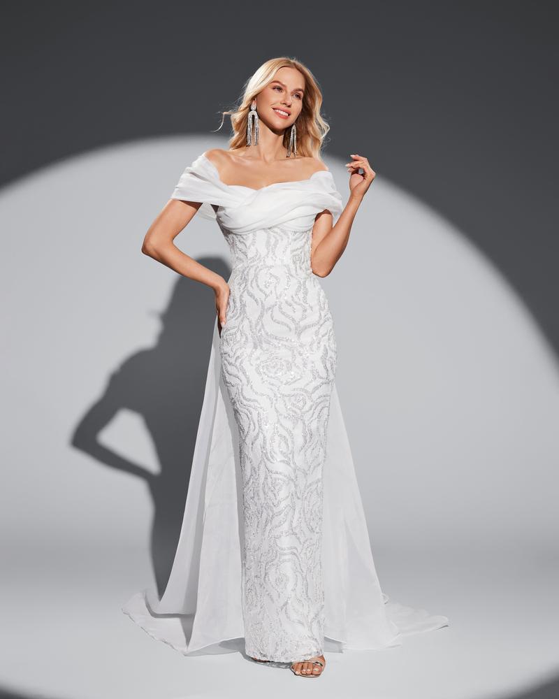 JMT-971018 Classic White Elegant Women's Dress, Style SH0070