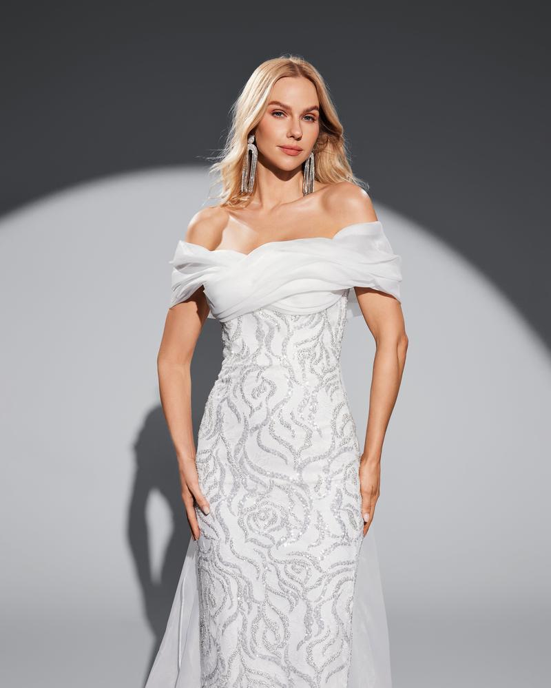 JMT-971018 Classic White Elegant Women's Dress, Style SH0070