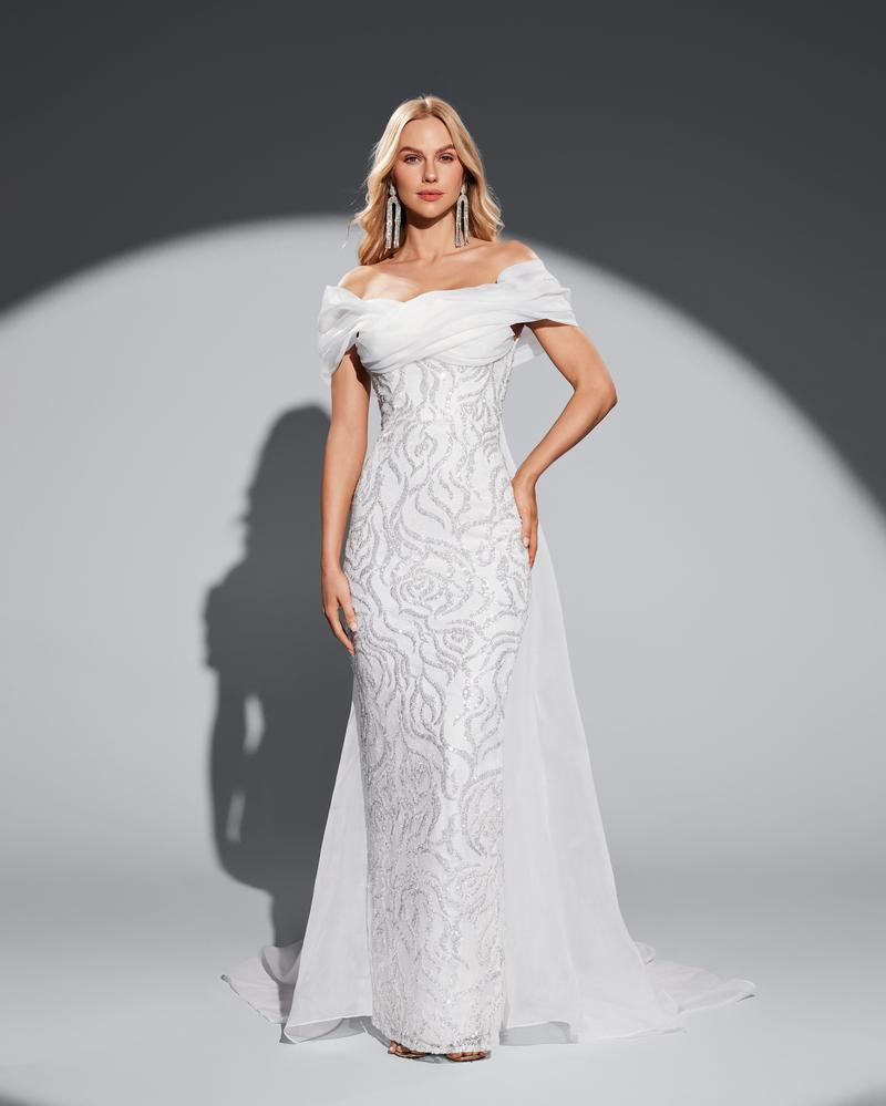 JMT-971018 Classic White Elegant Women's Dress, Style SH0070