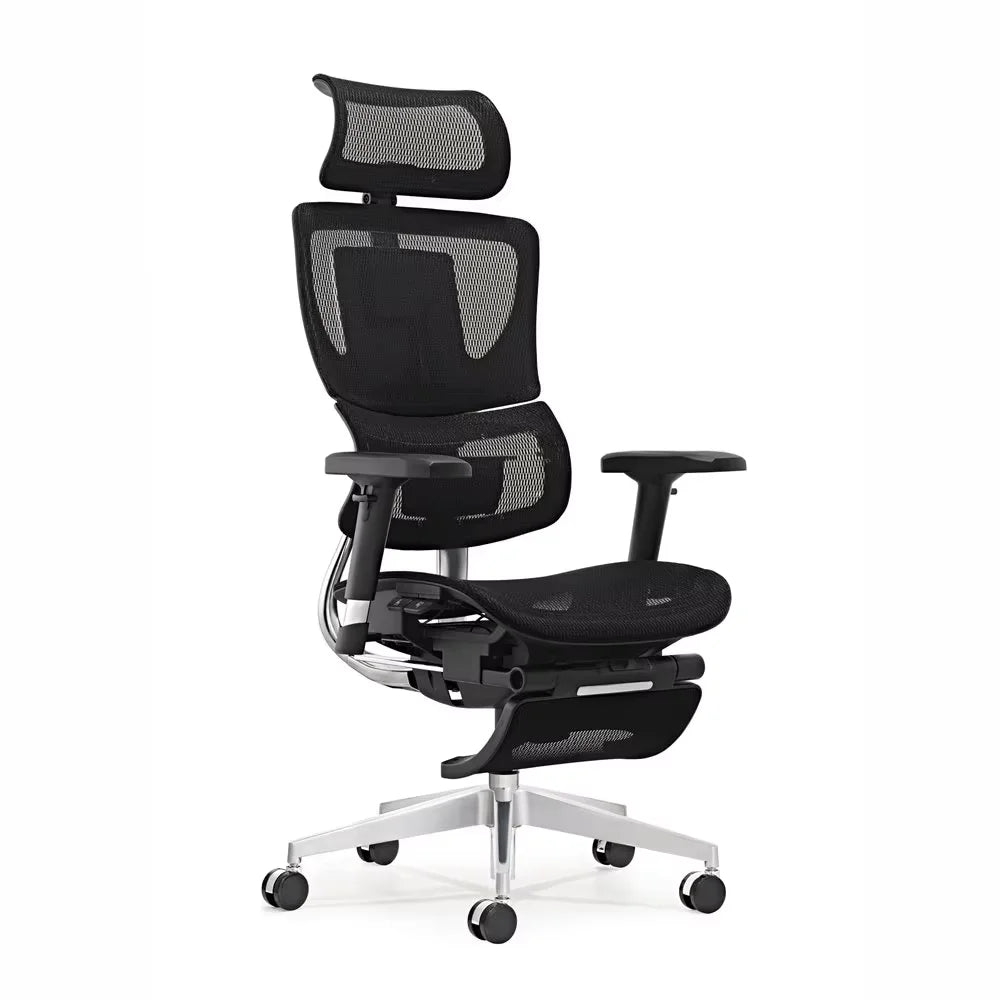 JMT-971082 Ergonomic Mesh Swivel Office Chair with 2D Headrest, Lumbar and Footrest Support