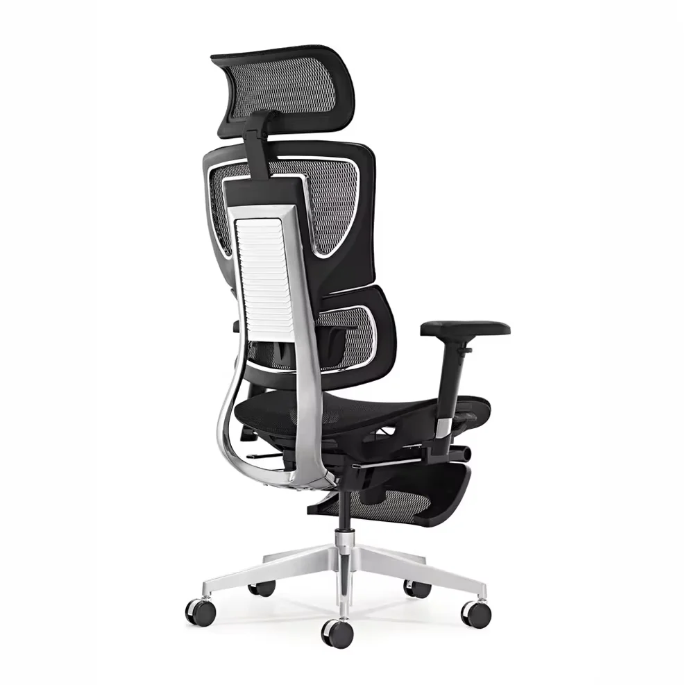 JMT-971082 Ergonomic Mesh Swivel Office Chair with 2D Headrest, Lumbar and Footrest Support