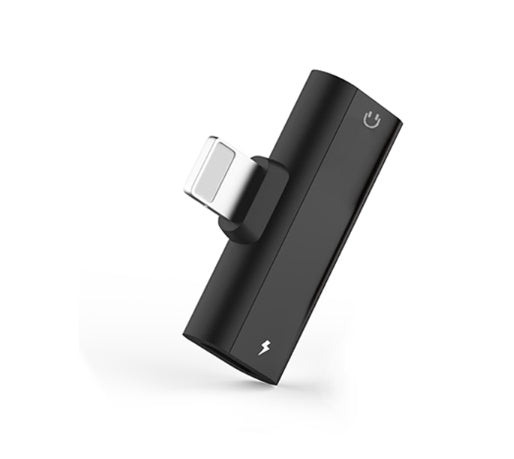 JMT-971466 Dual Lightning Audio Adapter for iPhone Models - Aluminum Alloy, Red/Blue/Black, 2.1A Charging, 2.9cm Length