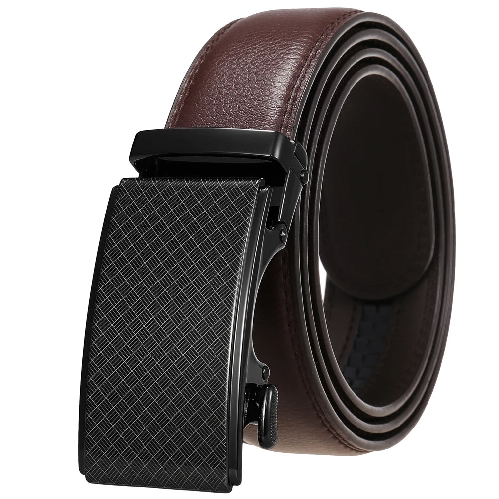 JMT-971530 Men's Leather Automatic Buckle Belt with Alloy Detail - Model LY36-24872-1
