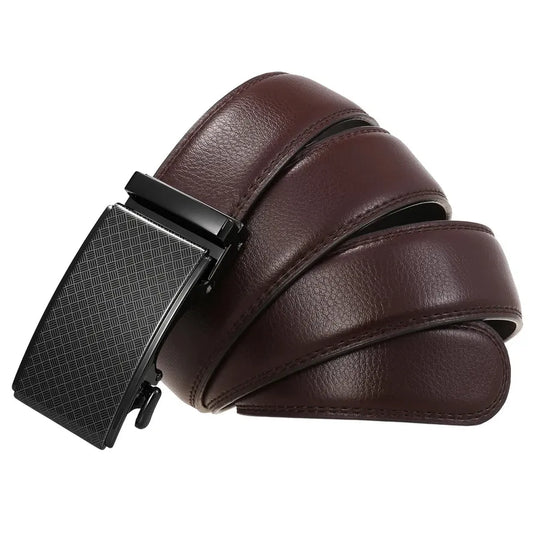 JMT-971530 Men's Leather Automatic Buckle Belt with Alloy Detail - Model LY36-24872-1