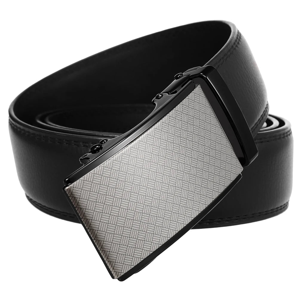 JMT-971530 Men's Leather Automatic Buckle Belt with Alloy Detail - Model LY36-24872-1