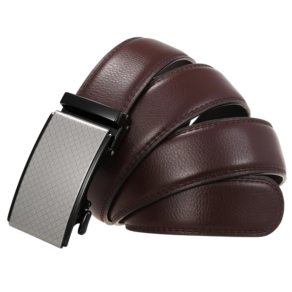 JMT-971530 Men's Leather Automatic Buckle Belt with Alloy Detail - Model LY36-24872-1