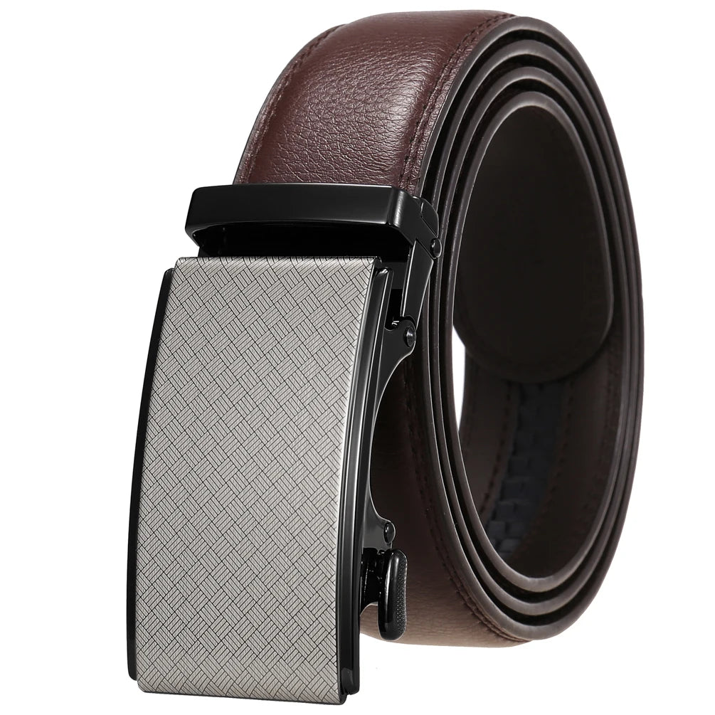 JMT-971530 Men's Leather Automatic Buckle Belt with Alloy Detail - Model LY36-24872-1