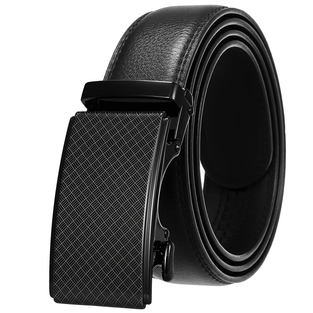 JMT-971530 Men's Leather Automatic Buckle Belt with Alloy Detail - Model LY36-24872-1