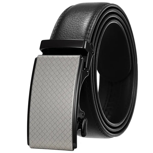 JMT-971530 Men's Leather Automatic Buckle Belt with Alloy Detail - Model LY36-24872-1