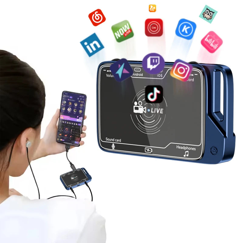 JMT-971594 2-in-1 Stereo Live Sound Card Converter for Mobile Devices with Charging and Microphone Streaming Adapter