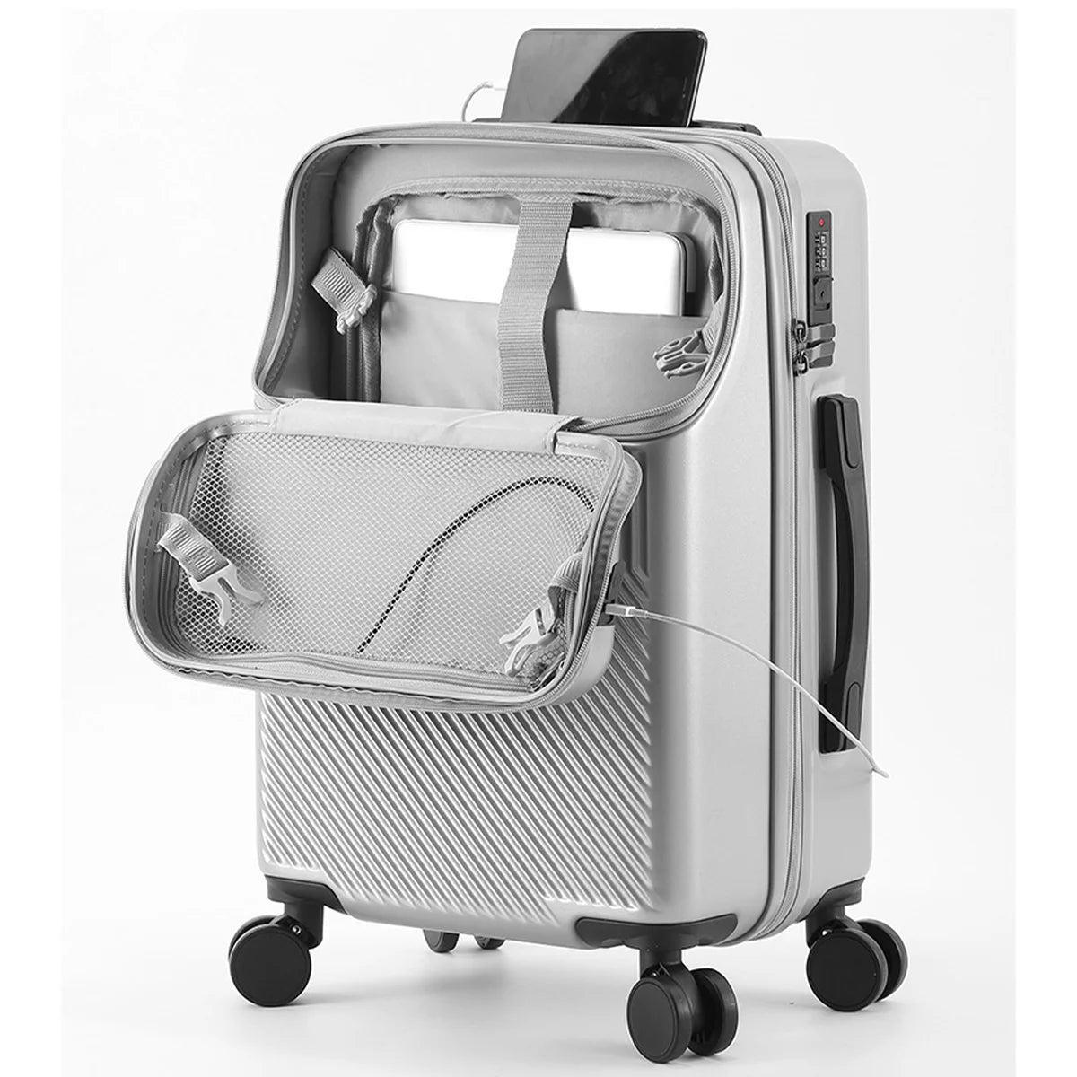 JMT-971658 Durable Water-Resistant Red Suitcase Trolley for Travel