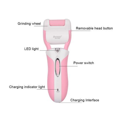 JMT-971914 3-in-1 Rechargeable Cordless Callus Remover with Ergonomic Grip for Smooth Skin Removal