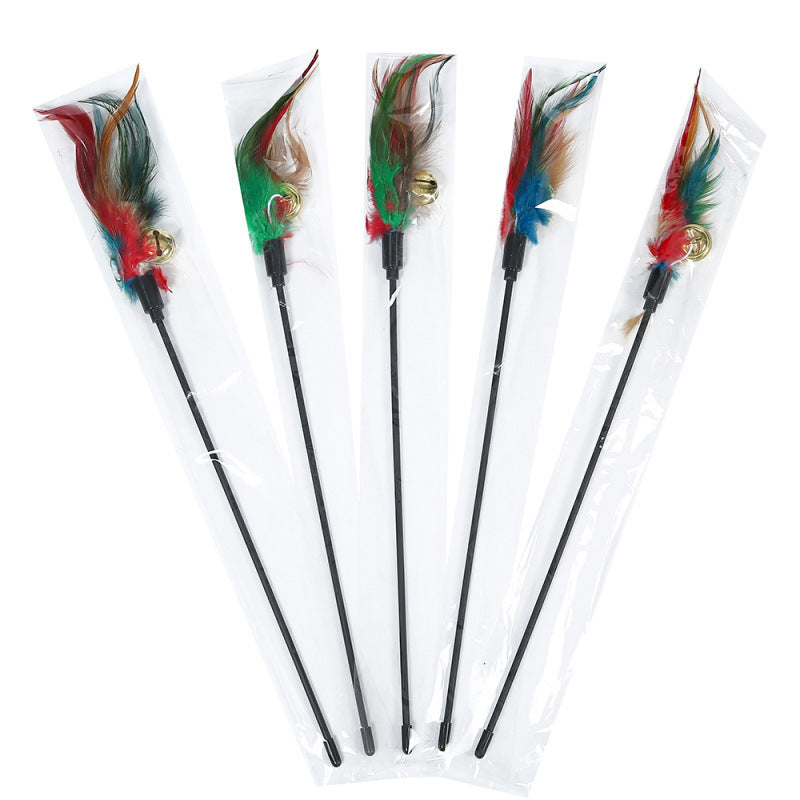 JMT-971914 Colorful Cat Teaser Stick - 65CM Long Plastic Bite Toy for Playful Cats