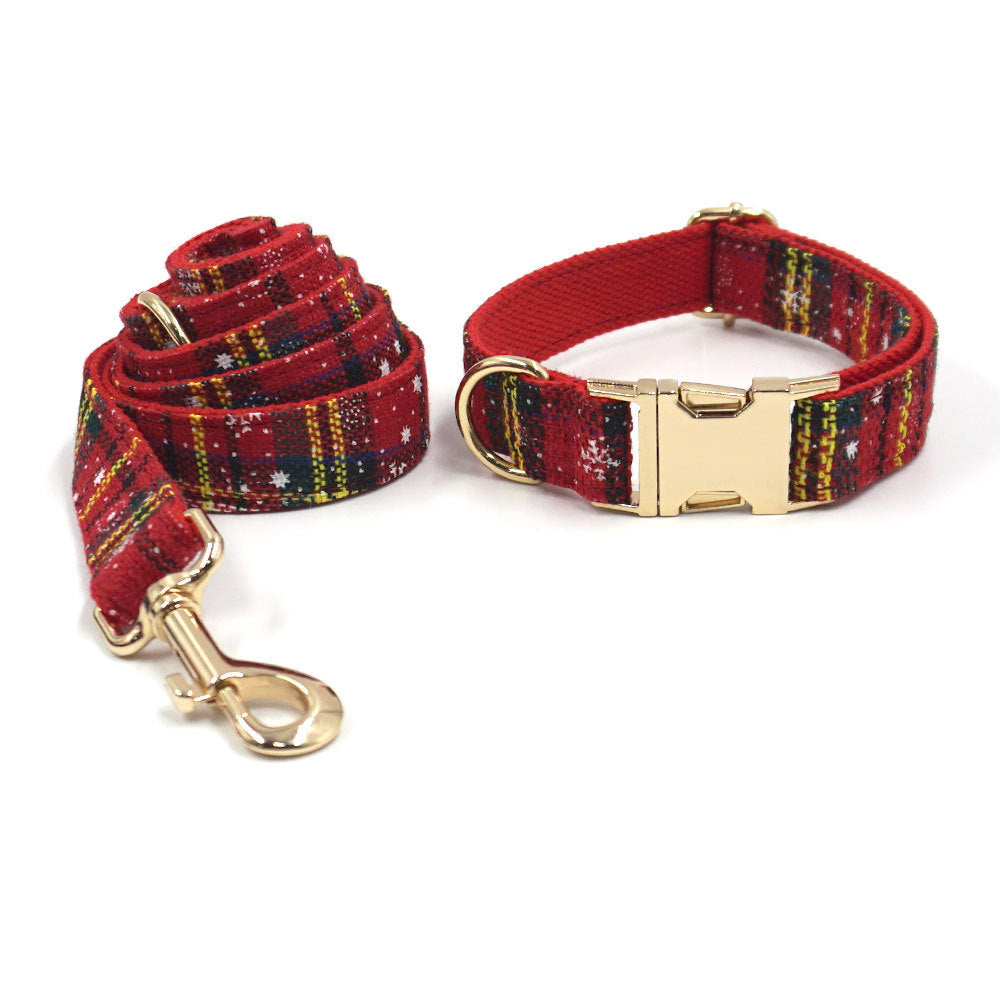 JMT-972106 Red Christmas Pet Collar and Leash Set with Bowknot and Chest Harness, Includes Waste Bag