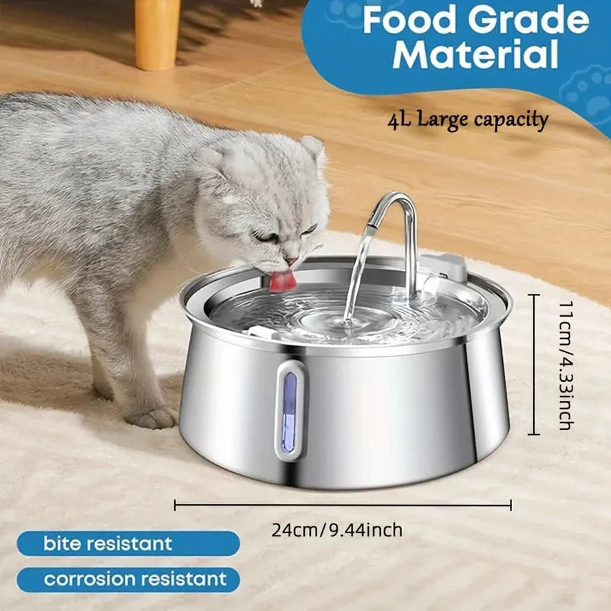 JMT-972298 Stainless Steel Automatic Pet Water Fountain with Eco-Friendly Filter - Ultra Quiet 4L Capacity