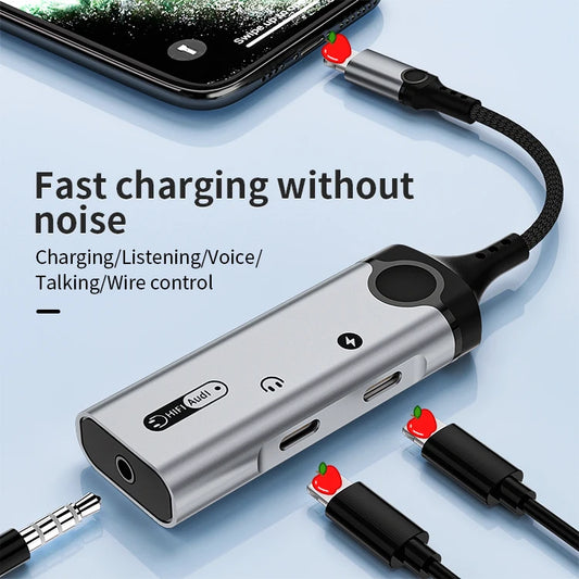 JMT-972746 8-Pin to 3.5mm Earphone Jack Adapter with Charging and Microphone for iPhone