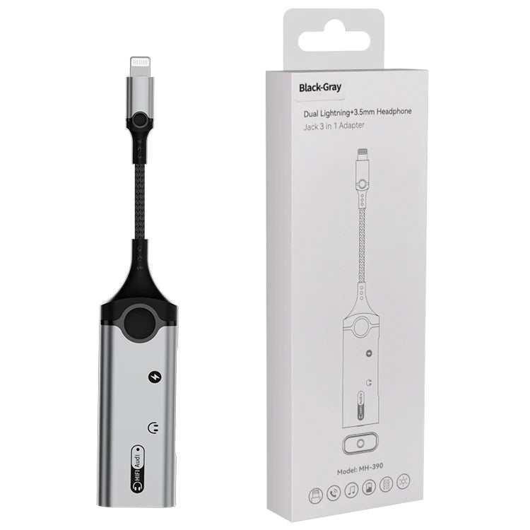 JMT-972746 8-Pin to 3.5mm Earphone Jack Adapter with Charging and Microphone for iPhone