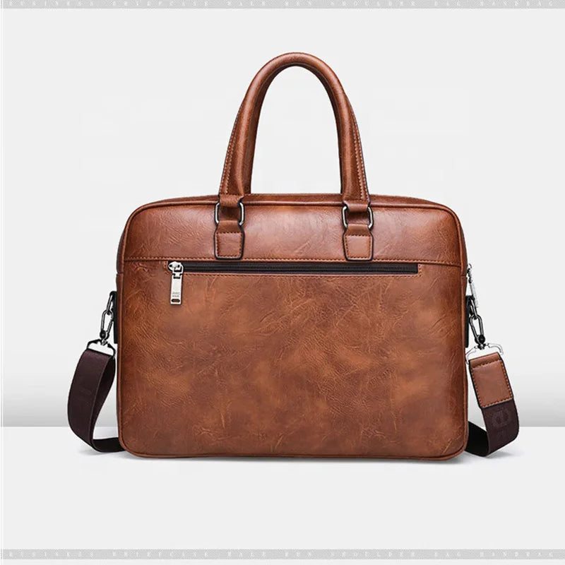 JMT-972746 Waterproof PU Leather Laptop Bag for Men and Women - 15.6 Inch Large Capacity Business Shoulder Bag
