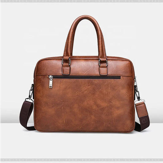 JMT-972746 Waterproof PU Leather Laptop Bag for Men and Women - 15.6 Inch Large Capacity Business Shoulder Bag