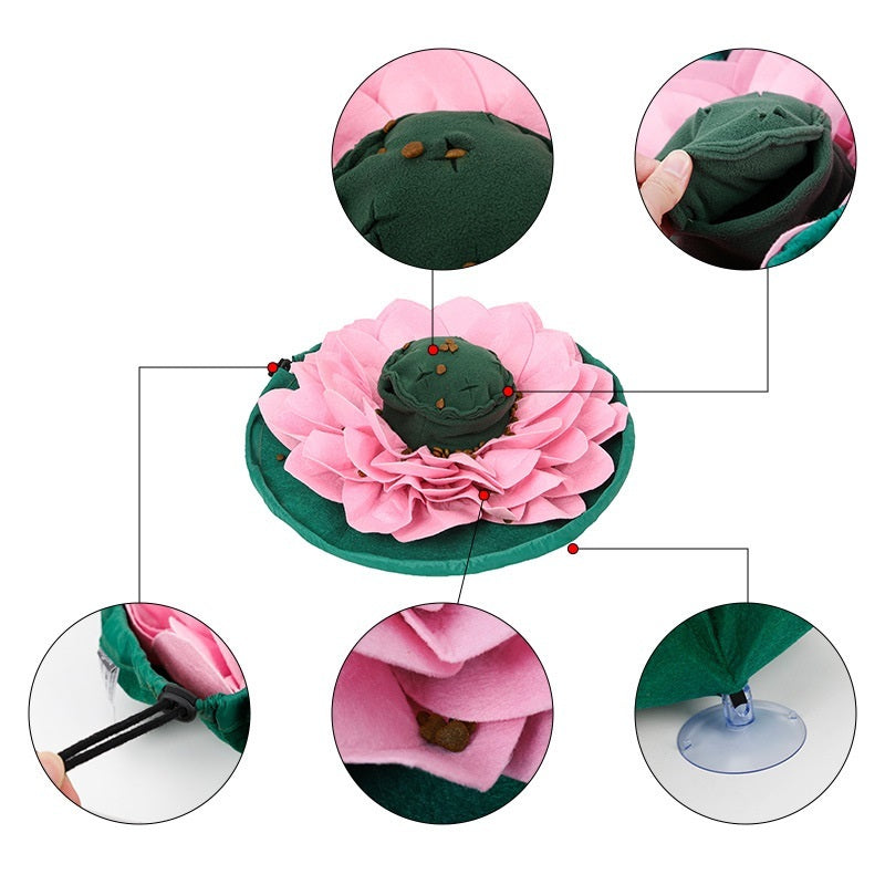 JMT-973066 Sniffing Training Pad for Dogs - Interactive Food Hiding and Energy-Consuming Toy, Pink/Green, Fleece and Felt Material, 45x45x11CM