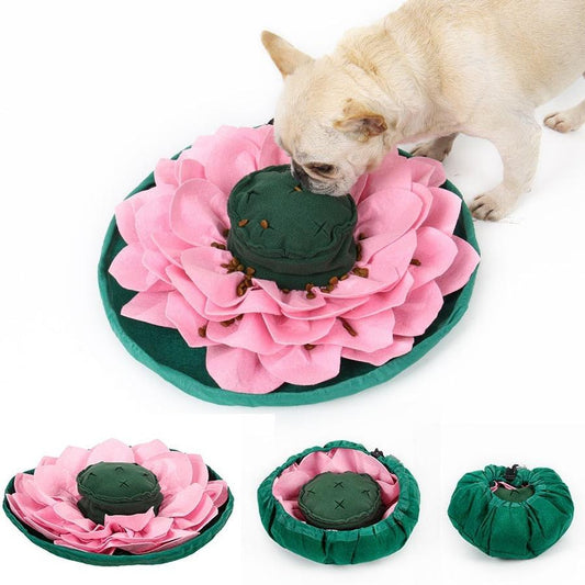JMT-973066 Sniffing Training Pad for Dogs - Interactive Food Hiding and Energy-Consuming Toy, Pink/Green, Fleece and Felt Material, 45x45x11CM