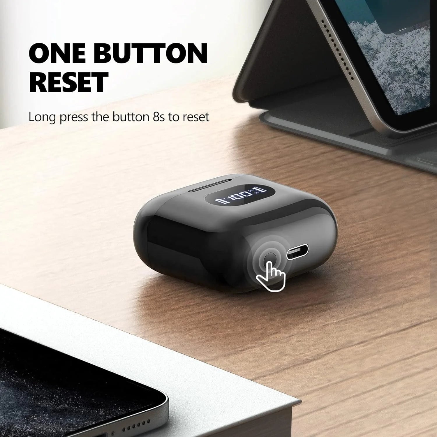 JMT-973258 Wireless Gaming Earbuds with LED Battery Display and Sport-Ready Design
