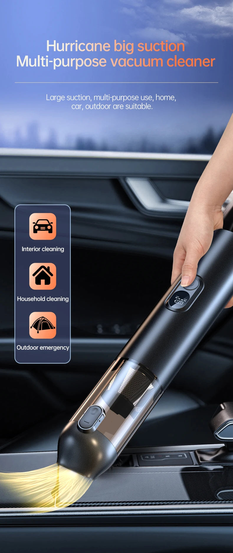 JMT-973386 Wireless 4-in-1 Handheld Vacuum Cleaner with Strong Suction for Home and Car Use