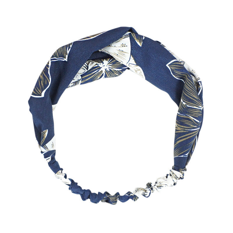 JMT-973450 Geometric Pattern Cloth Headband in Dark Tones for Versatile Styling