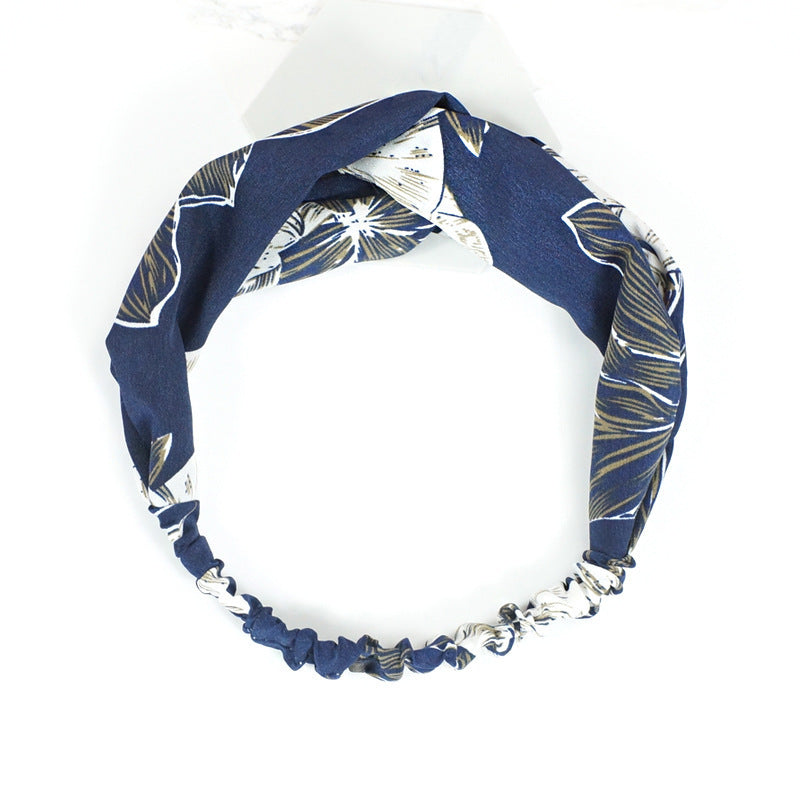 JMT-973450 Geometric Pattern Cloth Headband in Dark Tones for Versatile Styling