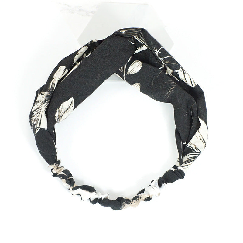 JMT-973450 Geometric Pattern Cloth Headband in Dark Tones for Versatile Styling