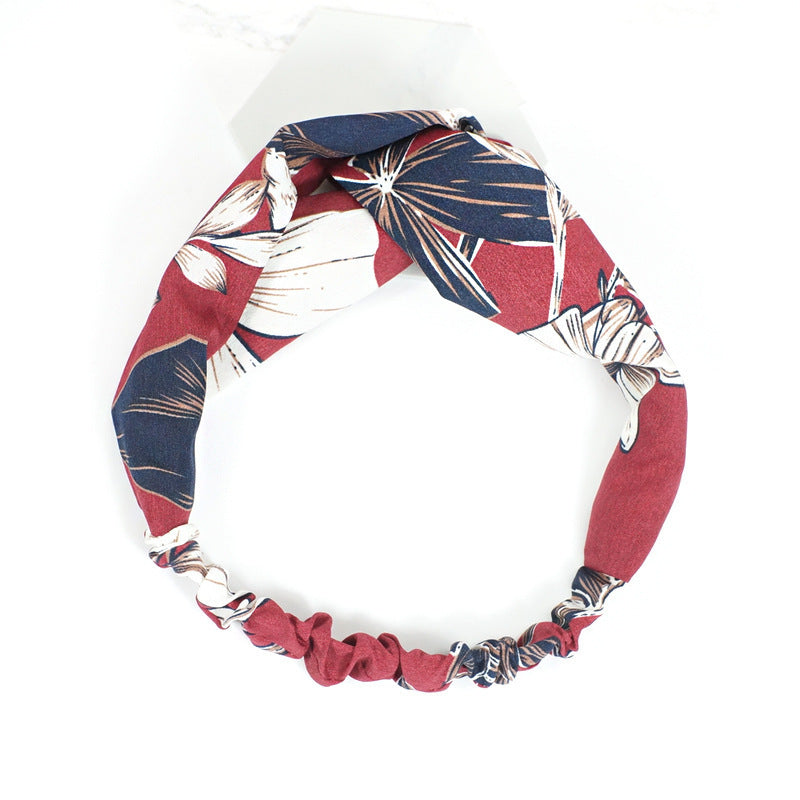 JMT-973450 Geometric Pattern Cloth Headband in Dark Tones for Versatile Styling