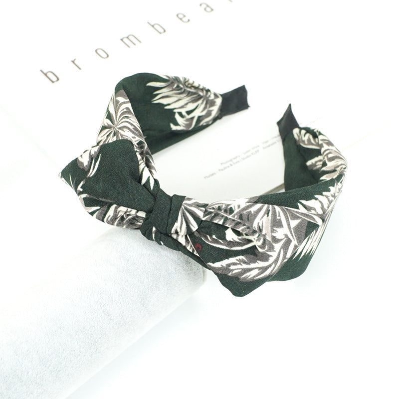 JMT-973450 Geometric Pattern Cloth Headband in Dark Tones for Versatile Styling